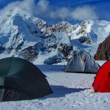 Our high camp on the glacier at 5473 meters sea-level